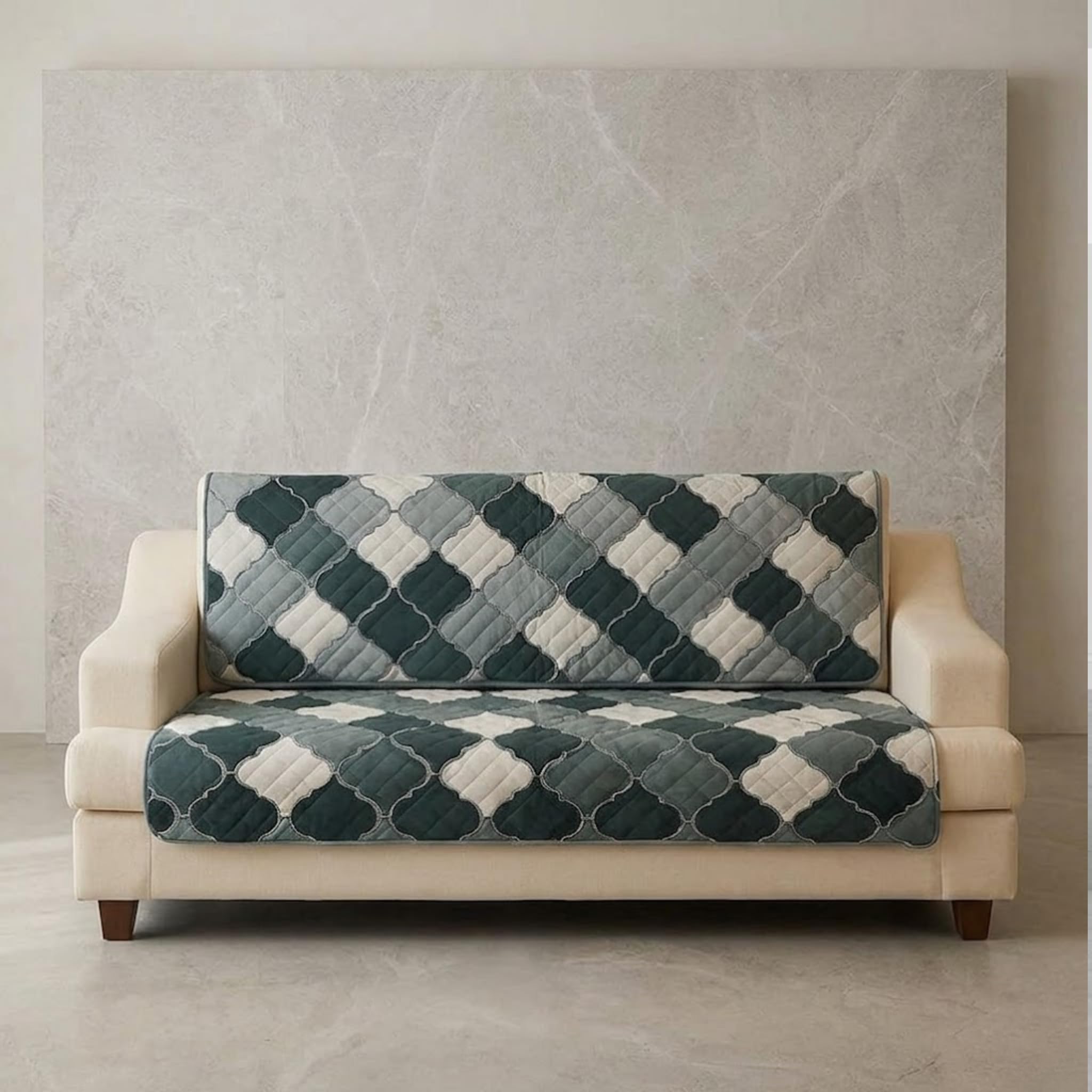 Velvet Quilted Sofa Cover Set - 5 Seater Protection -12 Velvet Quilted Sofa Cover Set - 5 Seater Protection -12