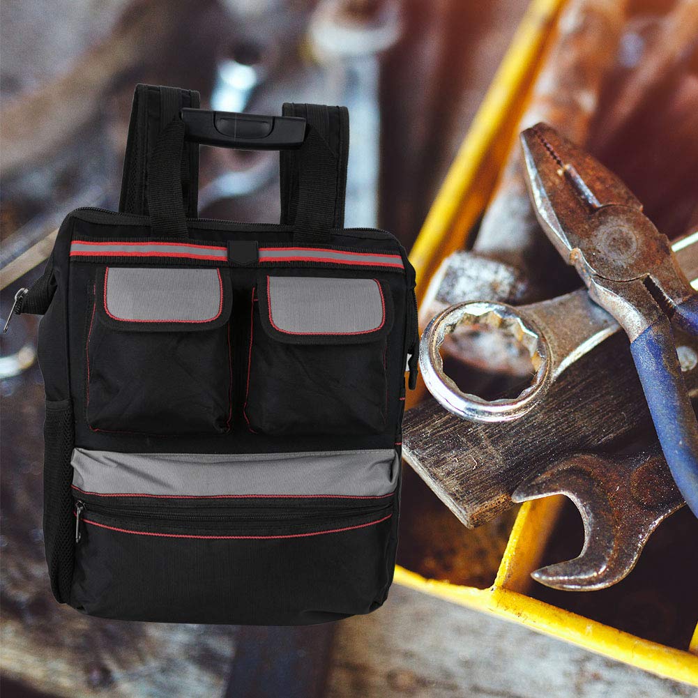 última bolsa de herramientas de tela Oxford YILEQI, herramientas de reparación multifuncionales, organizador de mochila de almacenamiento(Negro)