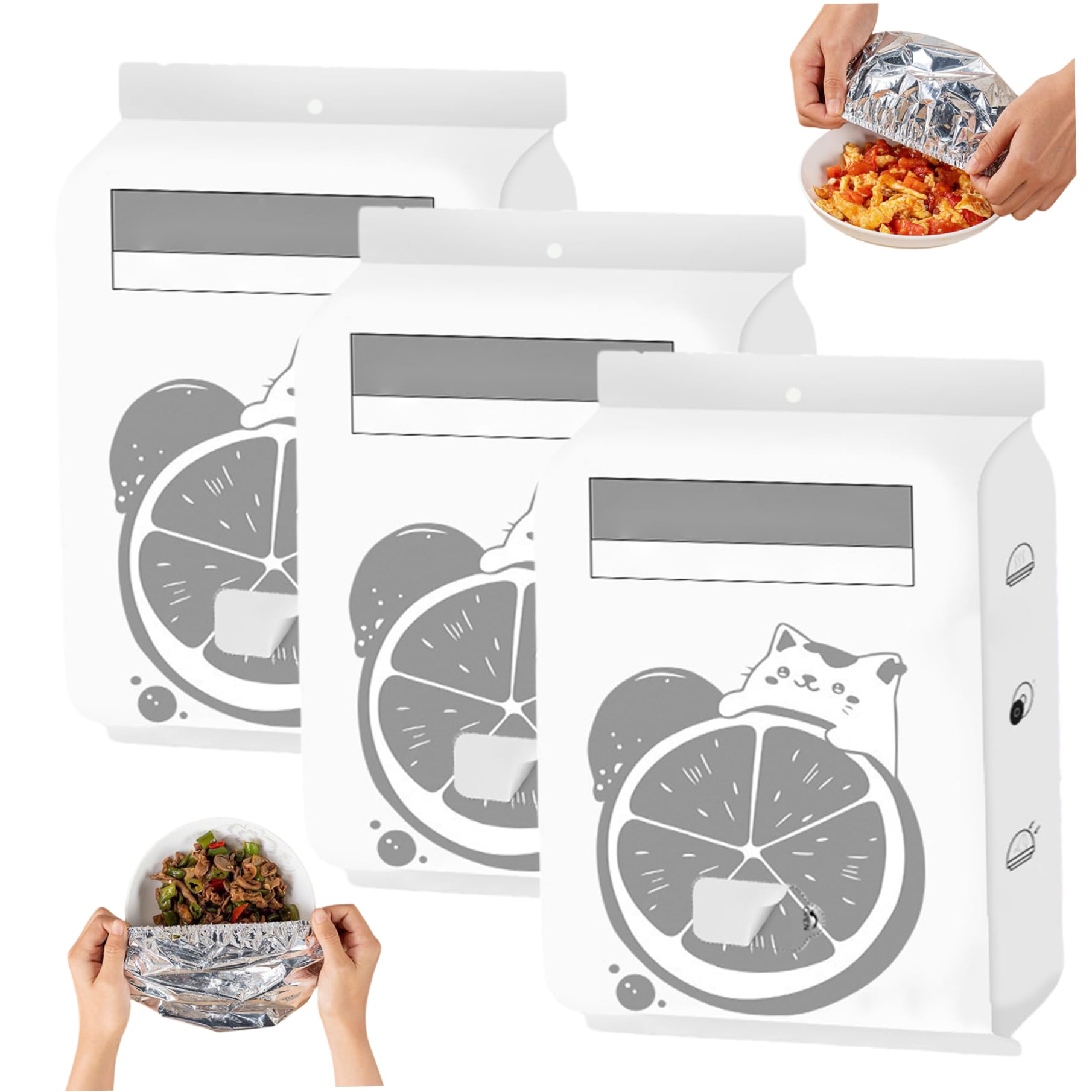 Takingup Food Covers, 90Pcs Reusable Aluminum Foil Food Covers Elastic Fresh Keeping Bags for Plates, Bowls, and Containers