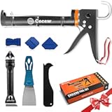 Caulk Gun Kit&comma; Smooth Silicone Caulking Gun and Caulk Remover Tool&comma; Sealant Finishing Tool Grout Scraper for Kitchen Bathroom Window Sink Joint&comma; All in One with Gift Box