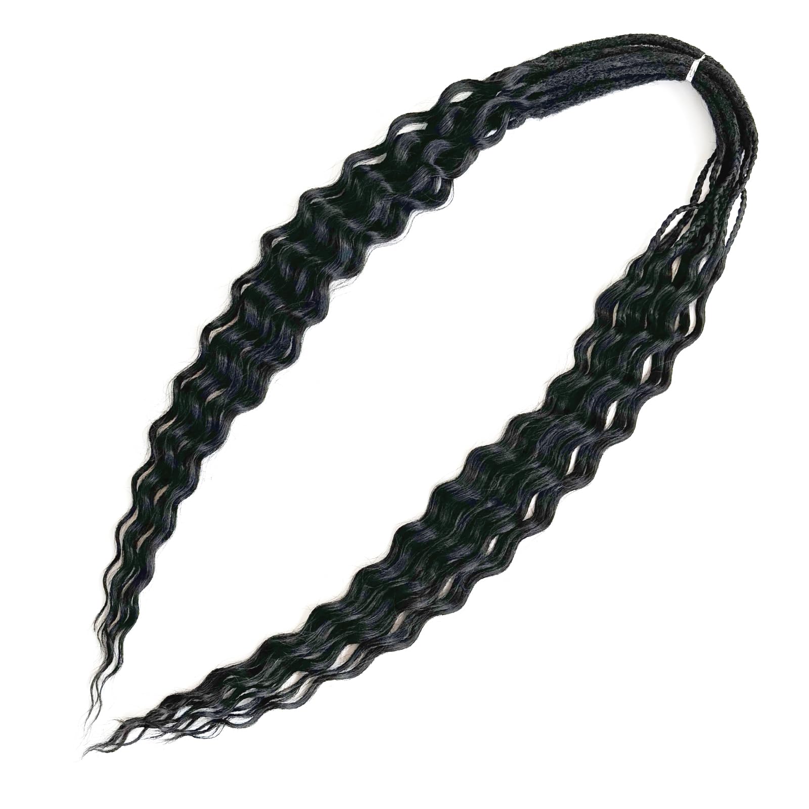 Curly Dreads with Box Braid Boho Style Dreads Synthetic Double Ended Dreadlock Extensions 26inches 10 Strands Thin Soft DE Dreadlock Extensions (Black