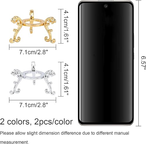 Miniatura 2 de AHANDMAKER Soporte de bola de cristal, 4 paquetes de soporte de esfera de cristal dorado y plateado, 2.8 pulgadas de diámetro, estilo antiguo,