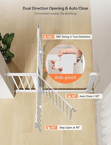 Miniatura 5 de COMOMY Puerta de bebé de 30 pulgadas de alto para puertas de escaleras, se adapta a aberturas de 29.5 a 51.6 pulgadas de ancho, puerta de perro