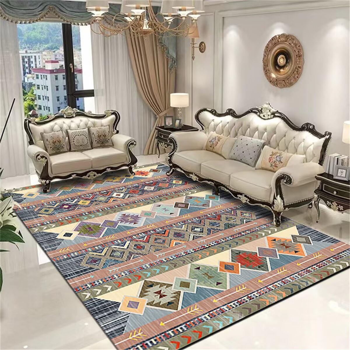 Chambre Ado Fille Chambre Bébé Complete Tapis de Salon décoration géométrique colorée Lavable Chambre Adulte Complete 80X150CM
