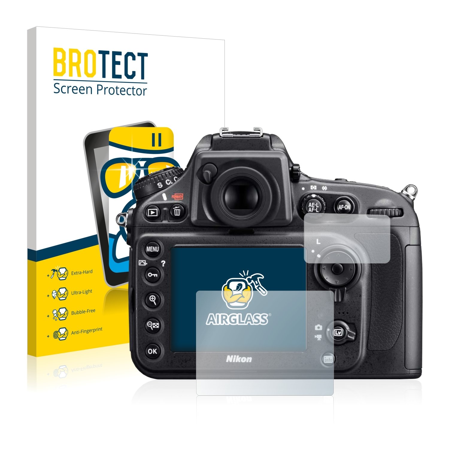 BROTECT AirGlass Schutzglas Für Nikon D800E – 9H Härte, Transparent, Anti-Fingerprint