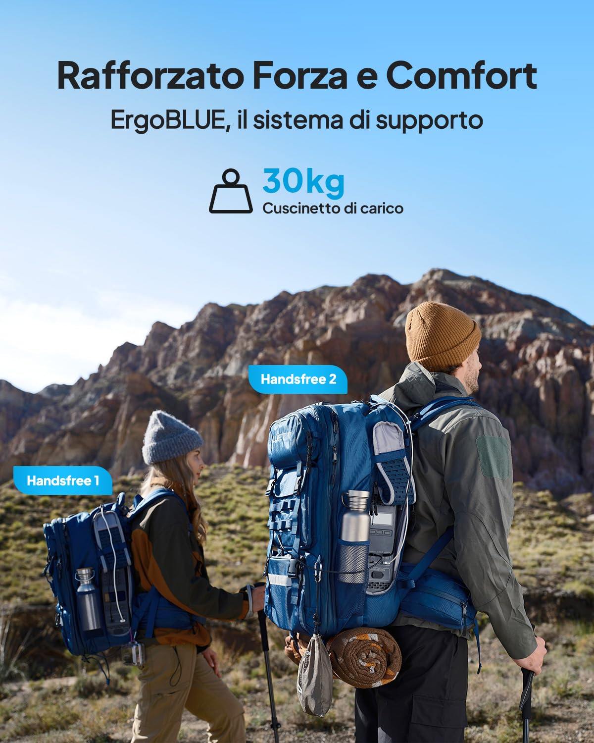 BLUETTI Handsfree 1 Centrale Elettrica a Zaino con 60W Pannello Solare, 268,8Wh 300W Batteria LFP con 42L Zaino, Tutto in Uno Sistema di Energia Solare per Campeggio, Fotografia,Viaggio