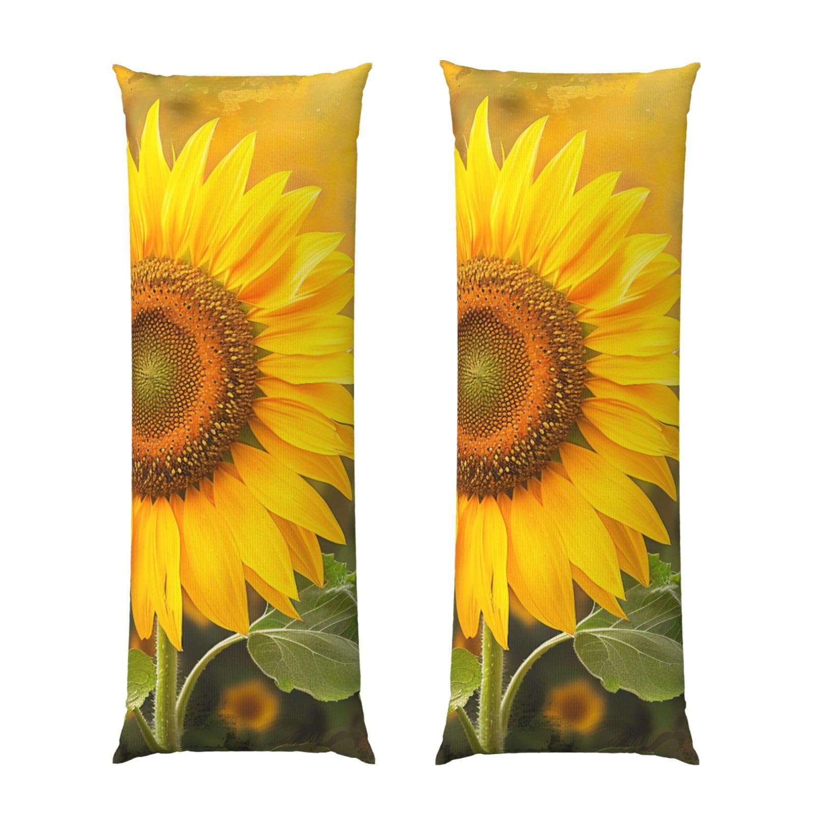 Body Pillow Cover 20x54 Inch, Sunflower Print Long Lumbar Pillow Case with Zipper Long Body Pillowcase Decorative for Bed Sofa Bedroom