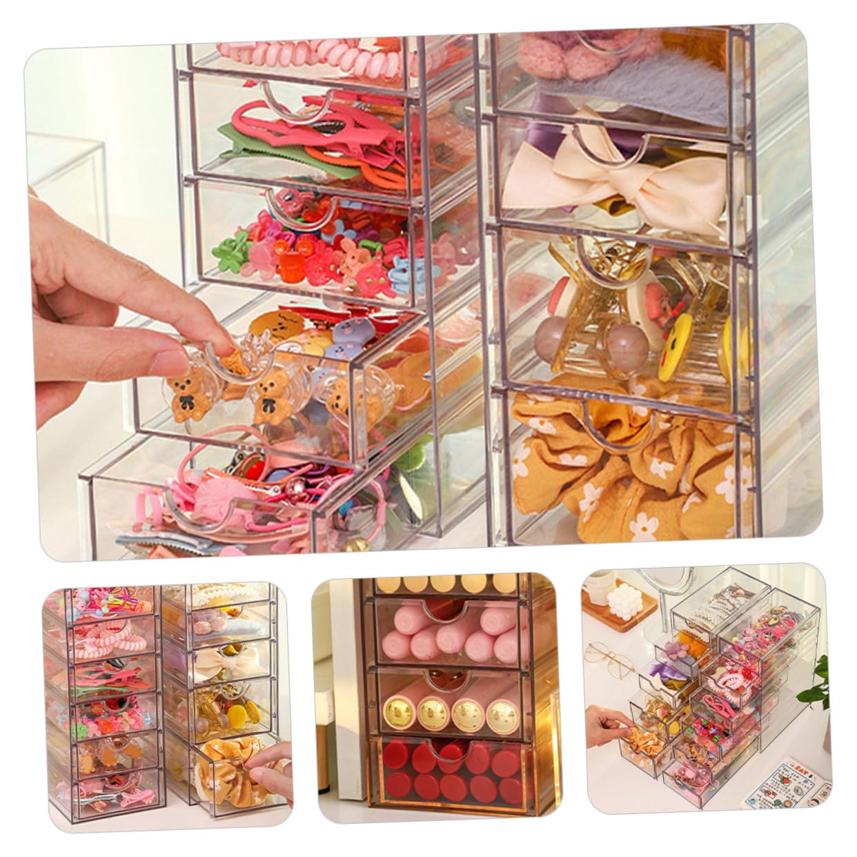 Organizador Transparente de Escritorio de Caja Multiusos de Almacenamiento para Cosméticos Maquillaje y Pequeños Objetos con Diseño Resistente y Capacidad Amplia