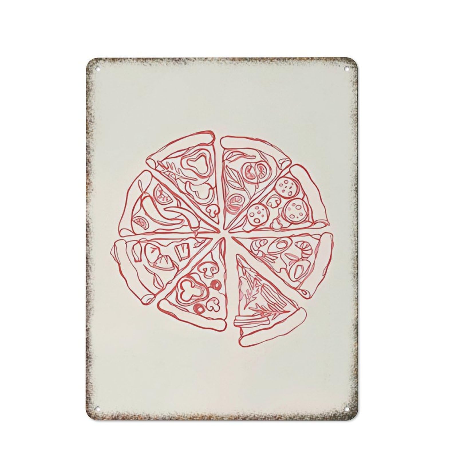 Classic Retro Pizza Art Wall Poster Embossed Novelty Metal Sign Multi-scene Household Decor 8x12 Inch