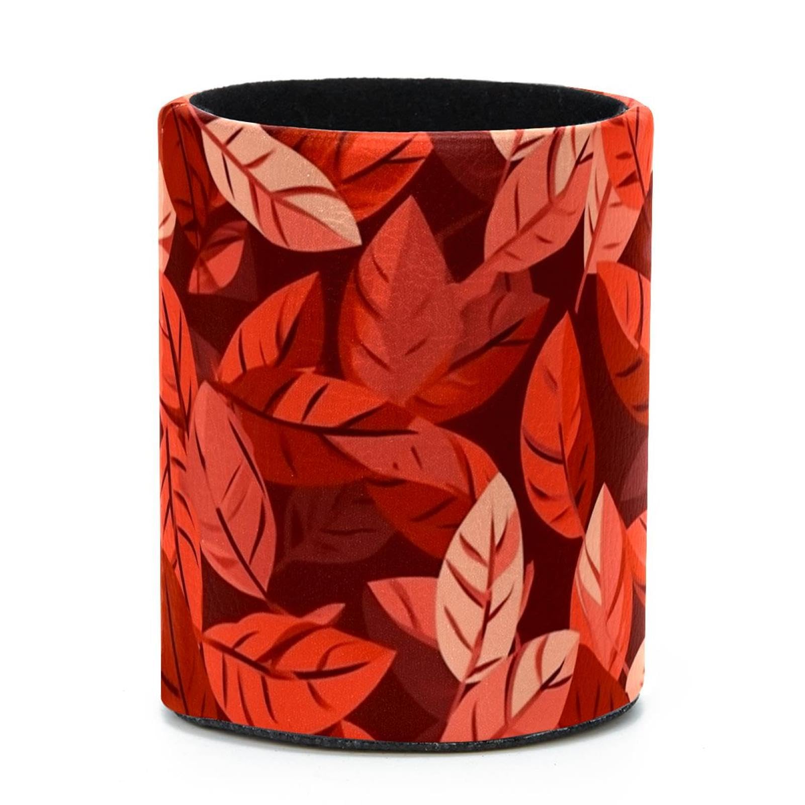 VAPOKF Round Pencil Holders for Desk, Artistic Leaves Pen Holders Pen Pot Makeup Brushes Storage Desktop Stationery Supplies Organiser for Home Office