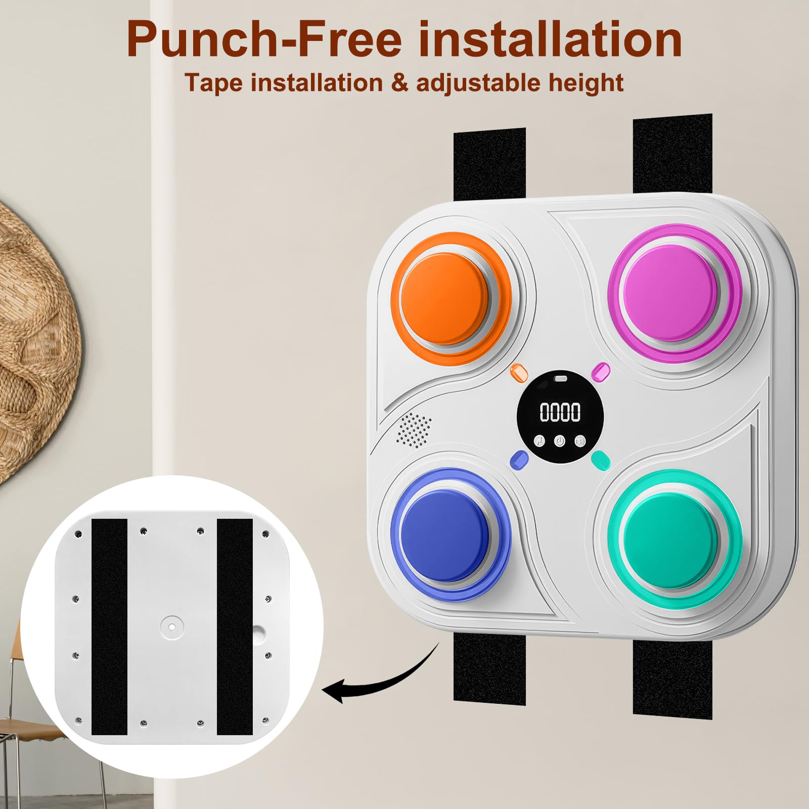 Máquina de Boxeo Musical, Máquina de Boxeo con Guantes y Luces LED, Máquina de Boxeo Musical Inteligente de 4 Modos, Máquina de Boxeo Montada en la Pared para Niños, Adultos