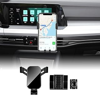 KUNGKIC Car Mobile Phone Holder Adjustable Car Phone Holder Compatible with VW Volkswagen 2020-2023 Golf 8 GTI MK8 Accessories Interior 360° Rotation Zinc Alloy ABS (Black)