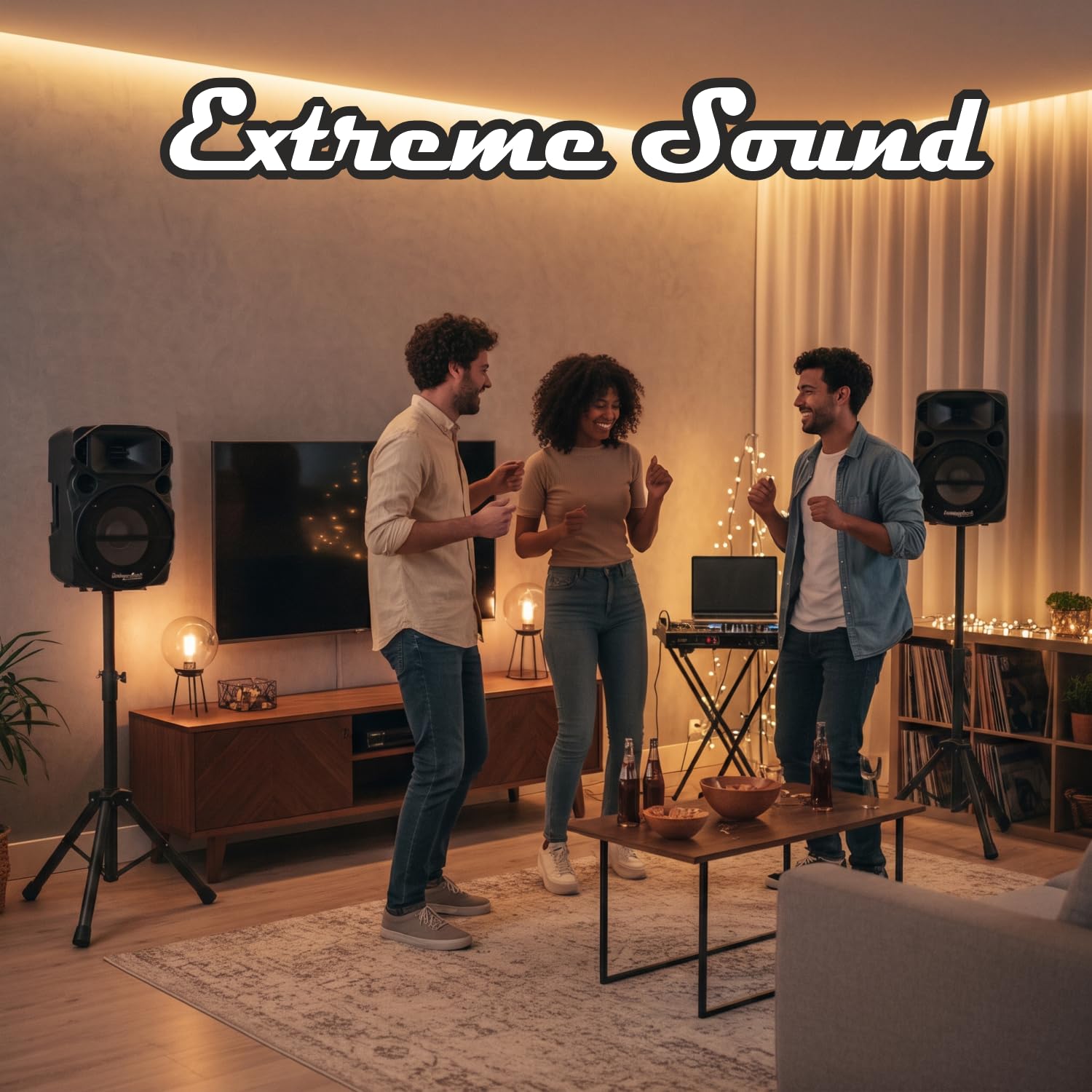 Extreme Sound - Coppia Stativi Treppiedi Supporti Cavalletti in Metallo - Stand per Casse Acustiche Diffusori Audio - Altezza Regolabile e Richiudibile - Asta telescopica universale da 35mm