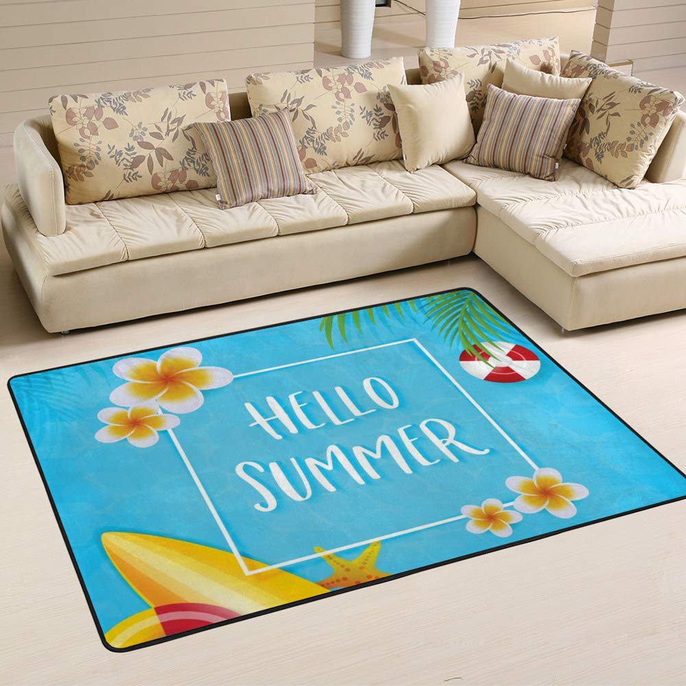 Tapis microfibre polaire bleu clair grand format 63x48 inch salon