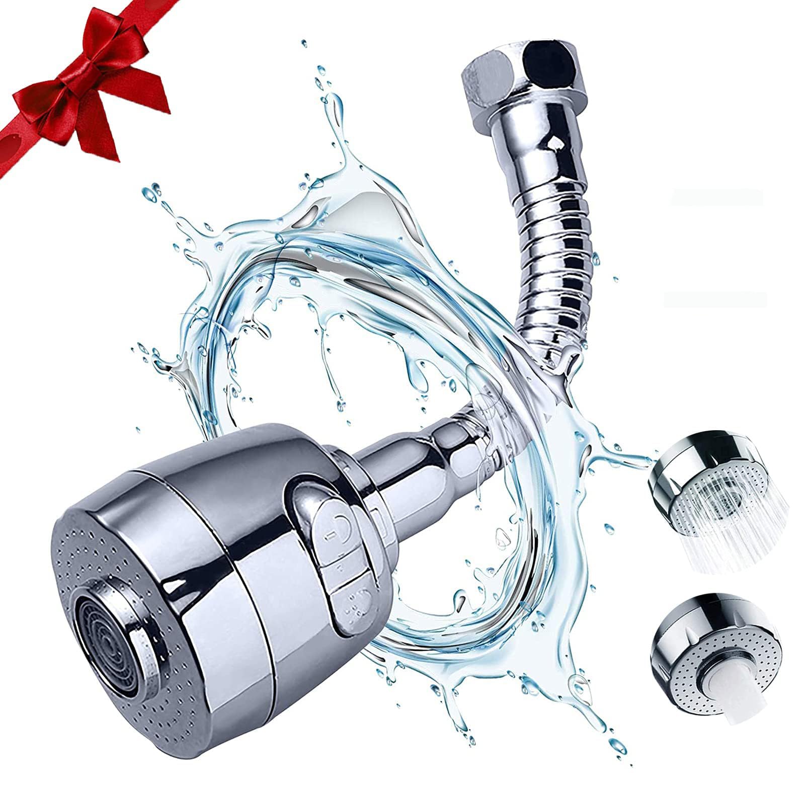Joyzzz 360 Swivel Faucet Head, Tap Spray Head Faucet Aerator Adapter with 2 Modes, Faucet Sprayer Head Replacement for Bathroom Kitchen, Flexible Faucet Sprayer Sink Nozzle Attachment