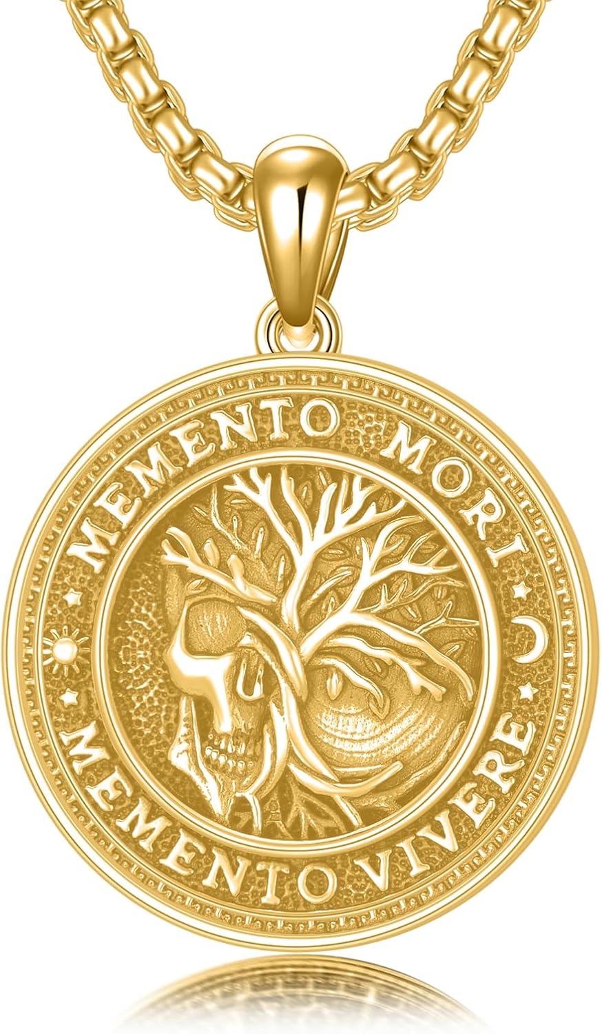 SIMONLY Memento Mori Necklace for Men 925 Sterling Silver Memento Mori Pendant Gothic Skull Pendant Amulet Protection Jewelry Gifts - Image 2