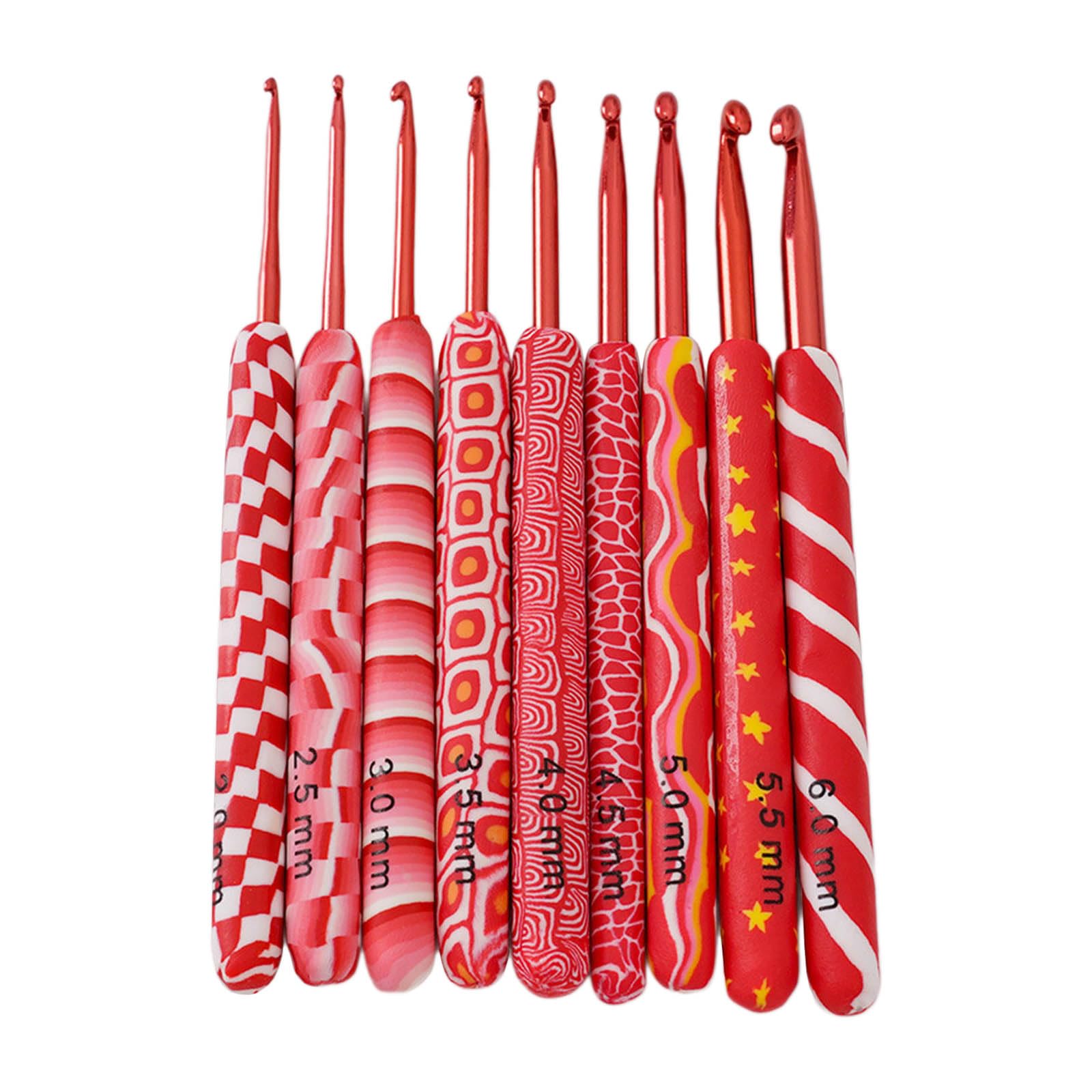9Pcs Professional Long Handle Crochet Hook, 2MM-6MM Ergonomic Hooks Set, Needle for Beginner Hobbyist Home Knitting Supplies