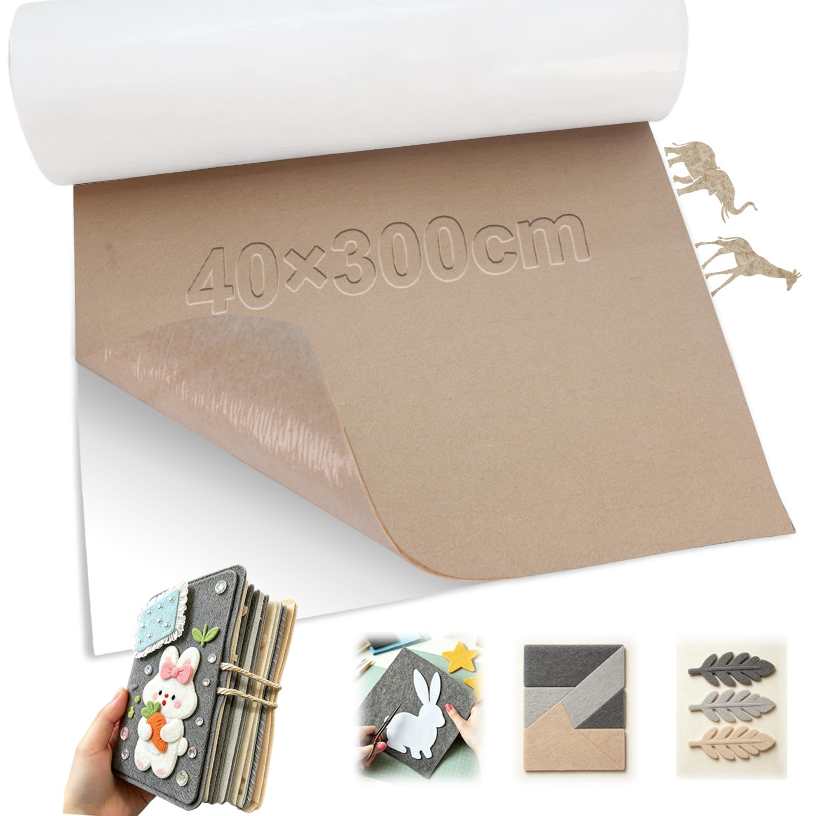 Hexizexi 40 x 300cm Self Adhesive Sticky Backed Felt 3mm Thick Felt Roll
