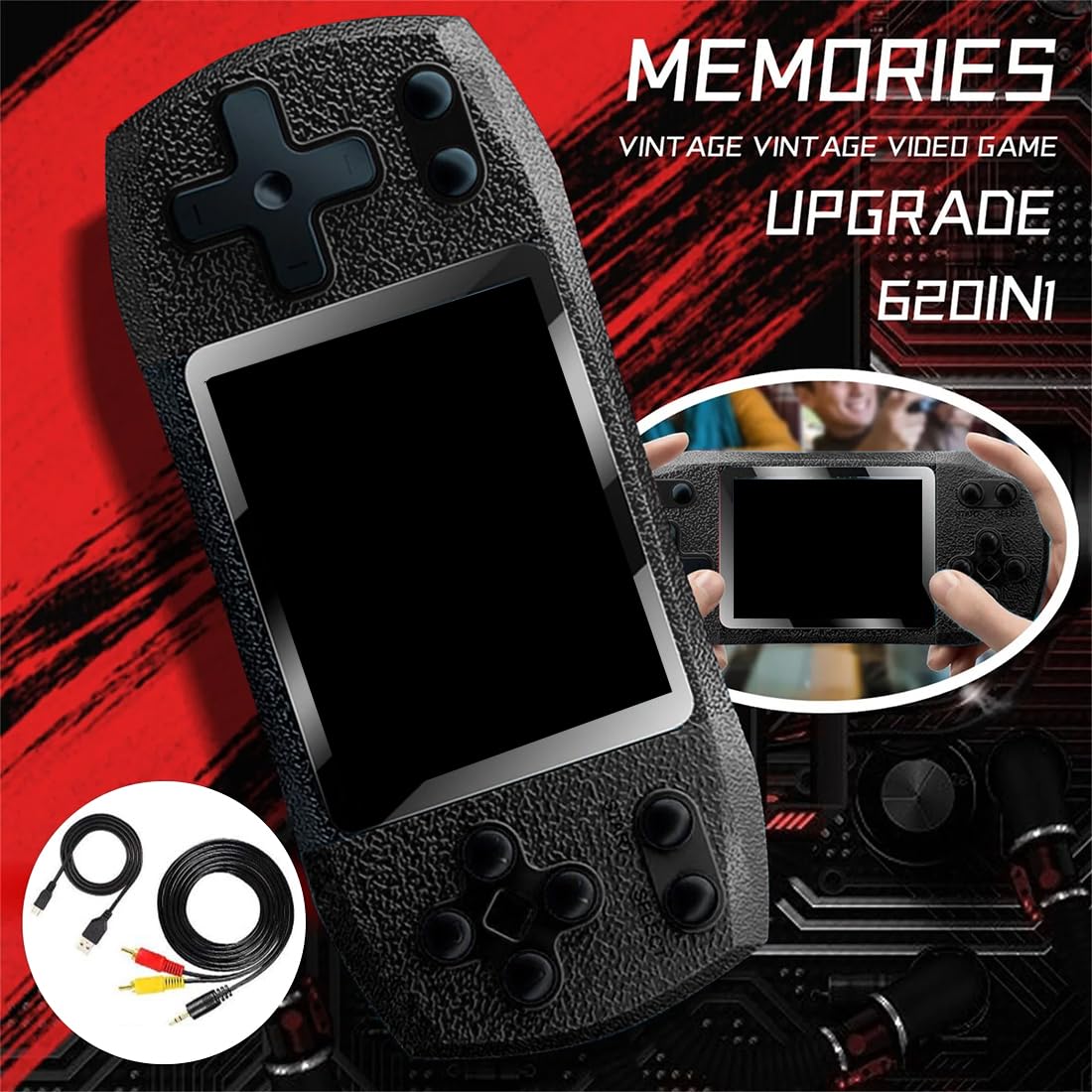Portable Video Game Console,Mini Portable Video Game Console for Kids with 500 Retro Classic Games Rechargeable Battery and 3.0 Inch Color Screen - Blue (B) — view 3