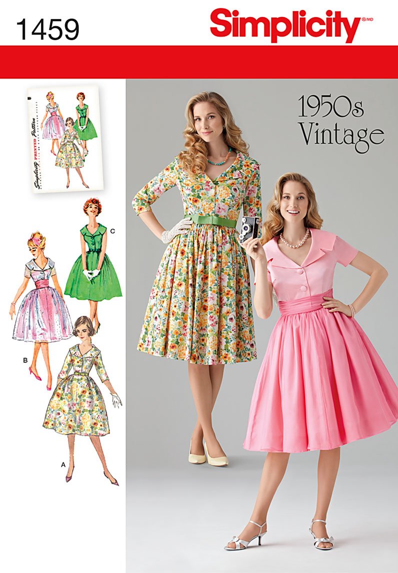Simplicity Sewing Pattern 1459 - Miss Petite 1950's Vintage Dress Sizes: 16 - 24