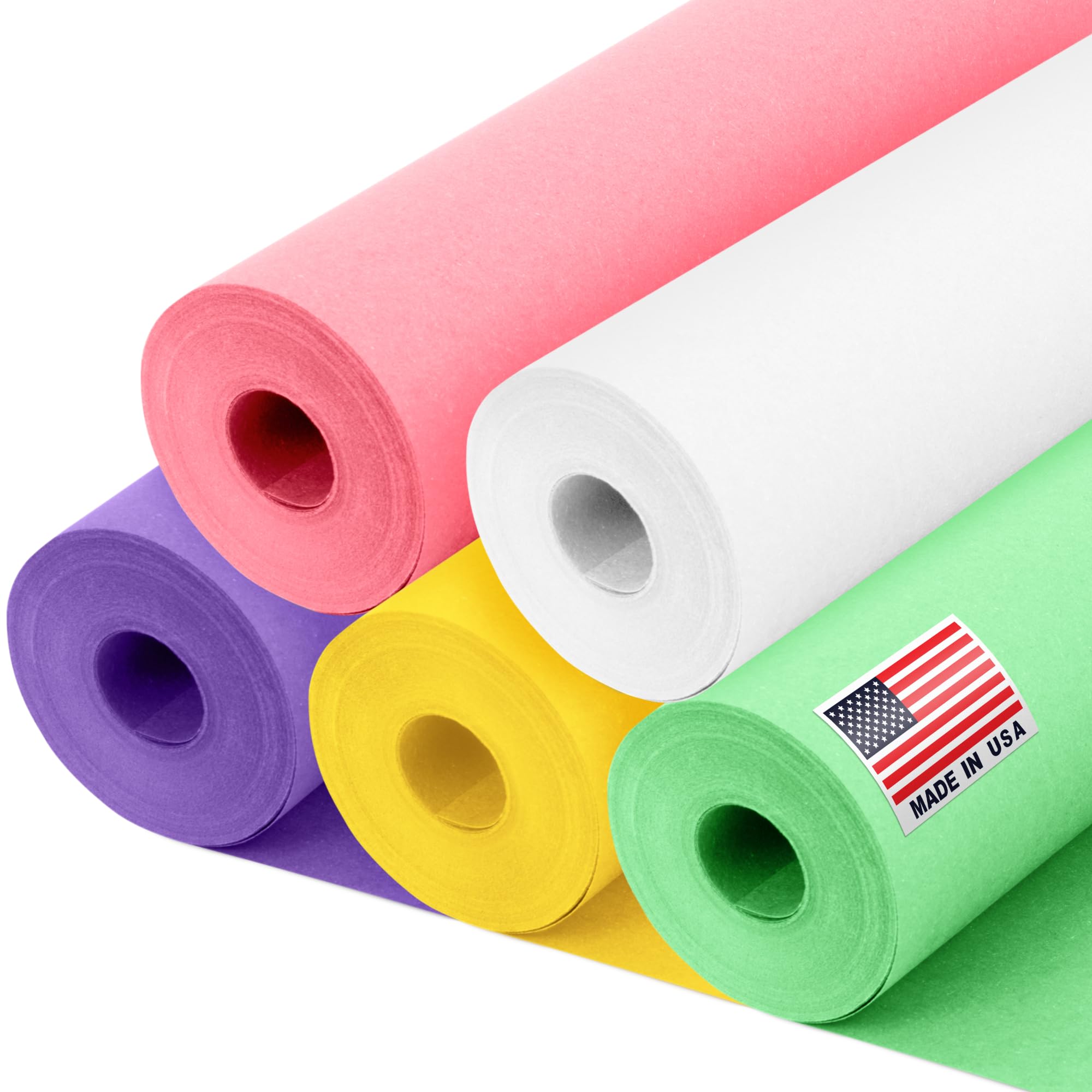 Lot de rouleaux de papier kraft pour la fête des mères (30,5 x 30,5 m) – Rose, blanc, lilas, jaune, vert clair – Fabriqué aux États-Unis pour travaux manuels, bricolage, école, emballage