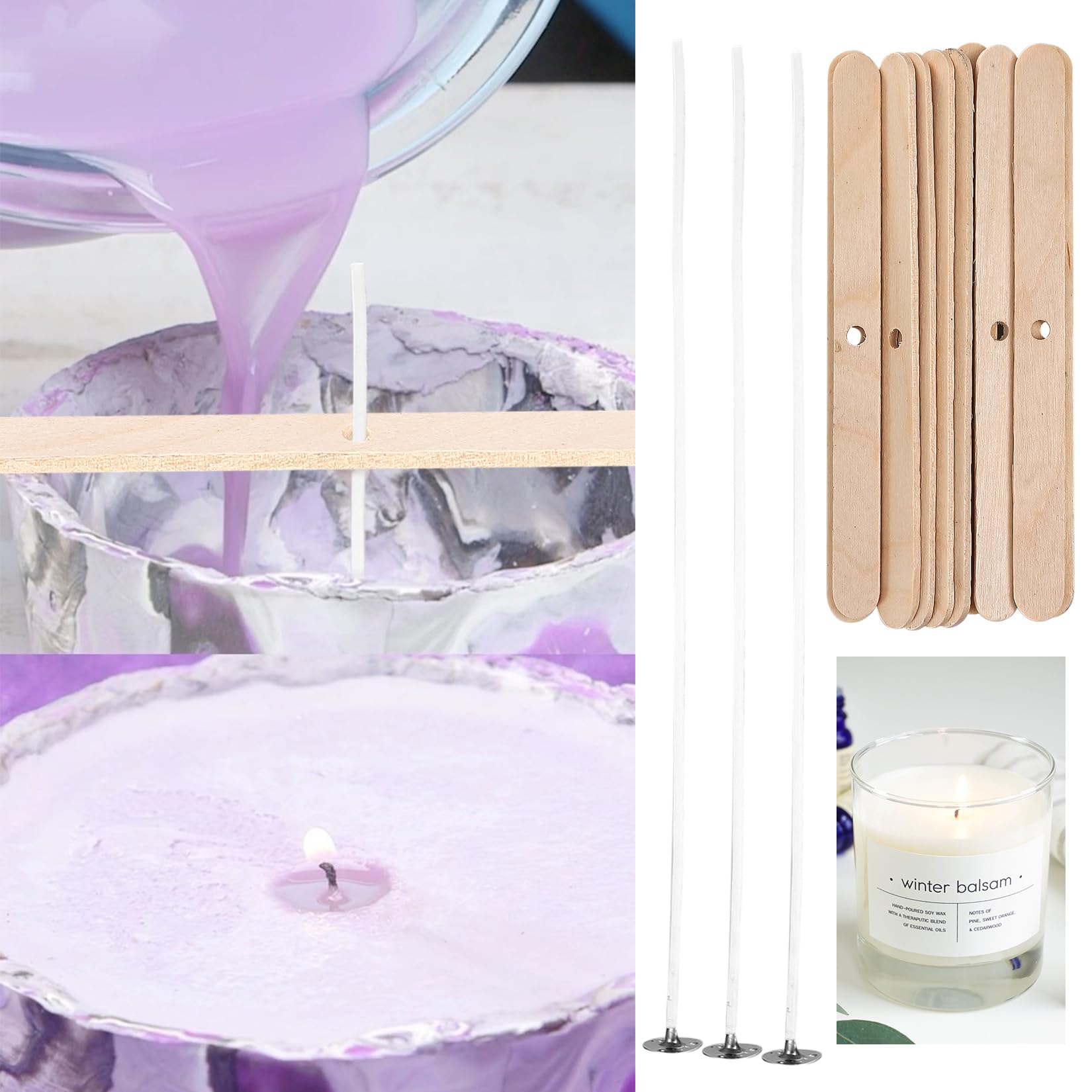 100 Stoppini Per Candele In Legno 20cm Con Basi Metalliche - Per Candele Fai Da Te Artigianali E Decorazioni - Foto 8