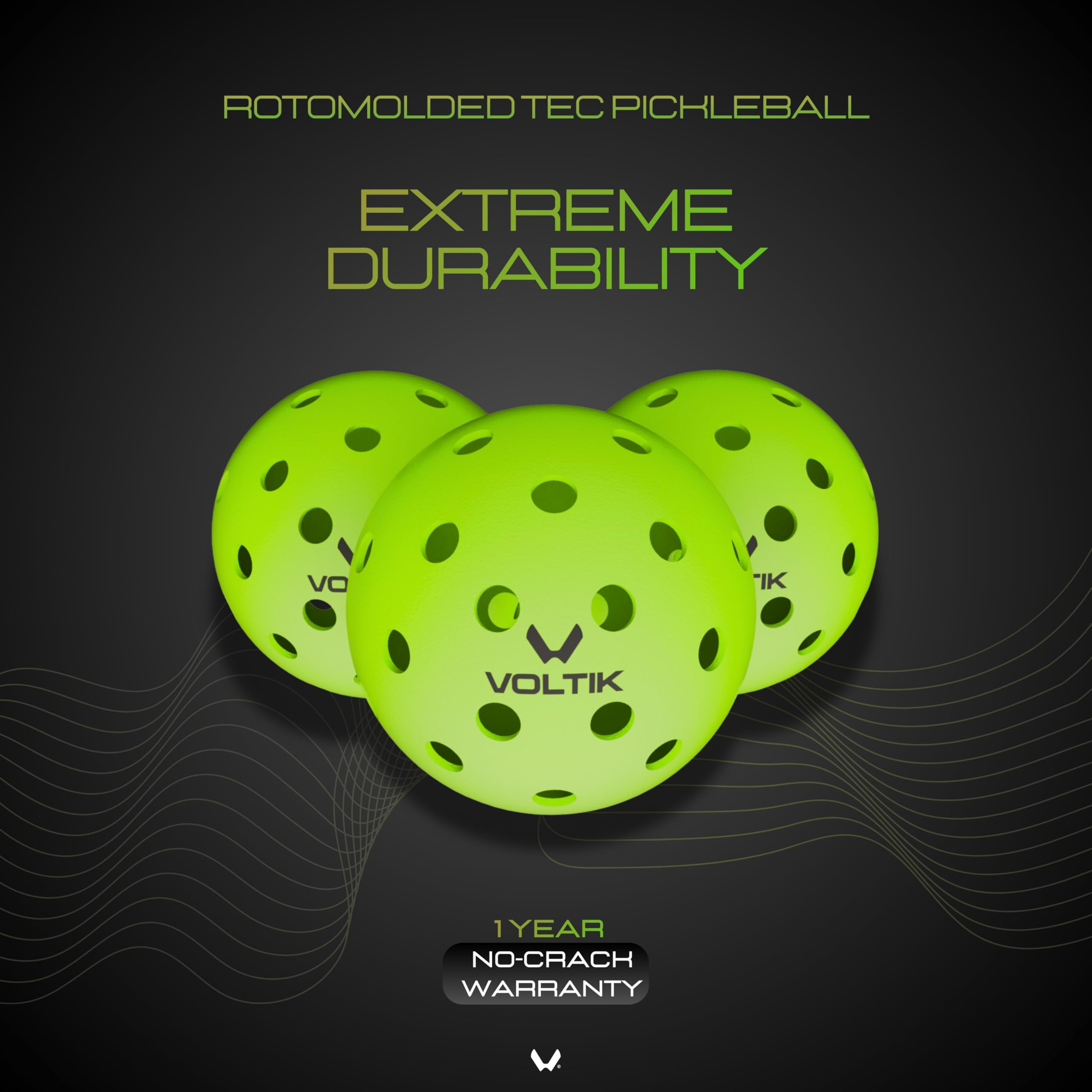 VOLTIK Roto X1 Outdoor Pickleballs – USAPA Tournament Standard Balls – 40-Hole Rotomolded One-Piece Construction for Extreme Durability – Neon High-Visibility – 1-Year No-Crack Warranty (Pack of 4) 3