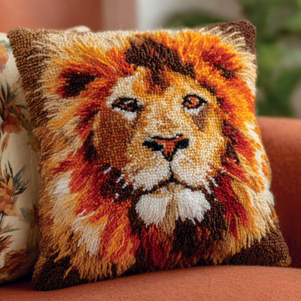 AxiangziK Latch Hook Pillow Kit for Adults,Lion