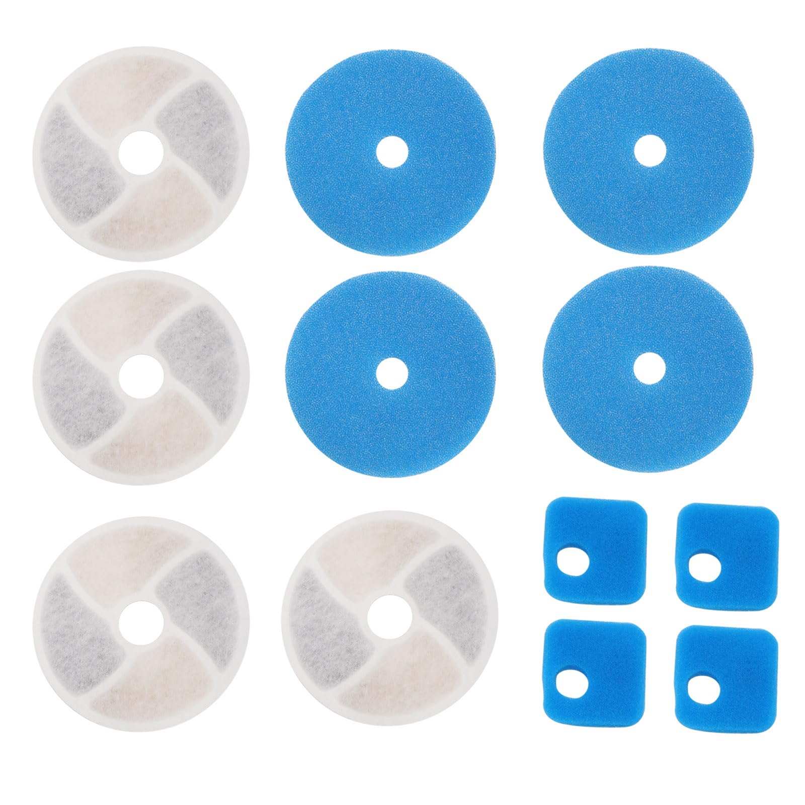 4 Sets Filter Cartridges Kit Compatible with AthlChamp Pet Water Fountain PP Cotton Water Fountain Filters with Round & Square Sponges