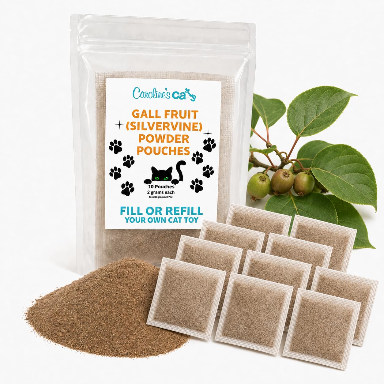 Caroline's Cats Silvervine for Cats: Stronger Than Catnip 10 Refill Pouches