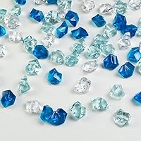 Vista 1 de HappyFiller 14 OZ Gemas acrílicas de imitación de cristal en forma de roca de hielo azul, transparentes mixtas para llenar jarrones de vidrio
