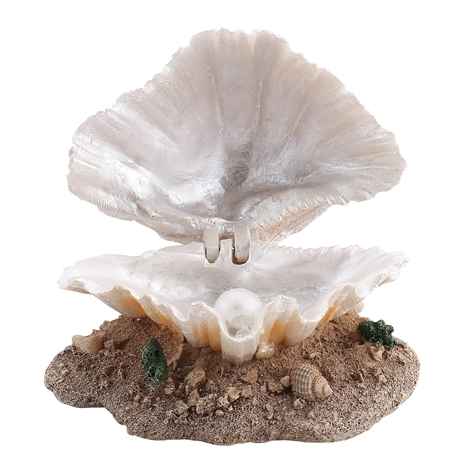 9.3x12.5x8cm/3.7x4.9x3.1in Aquarium Ornament Bubbler, Resin Fish Tank Shell Pearl Bubbler Decor Aquarium Decoration Coral Reef Aerating Action Landscaping Decor for Shrimp Betta Goldfish