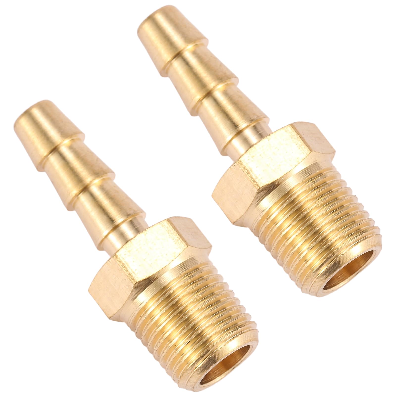 2 Pack Brass Hose Fitting, Adapter, 3/16" Barb x 1/8" NPT Male Pipe
