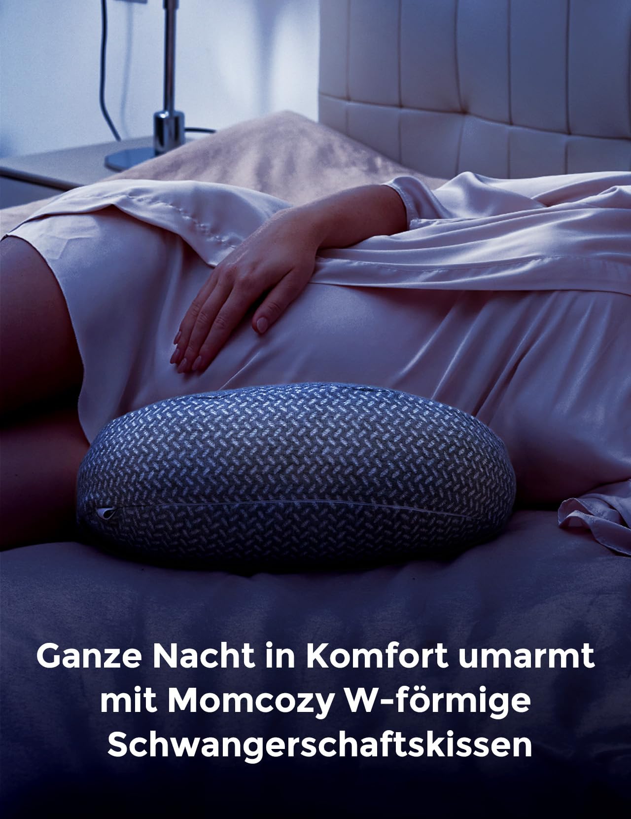 Momcozy Tragbares Schwangerschaftskissen – W-förmiges Seitenschläferkissen für Rücken, Bauch & Hüfte, Verstellbares Reisekissen zur Schmerzlinderung für Schwangere