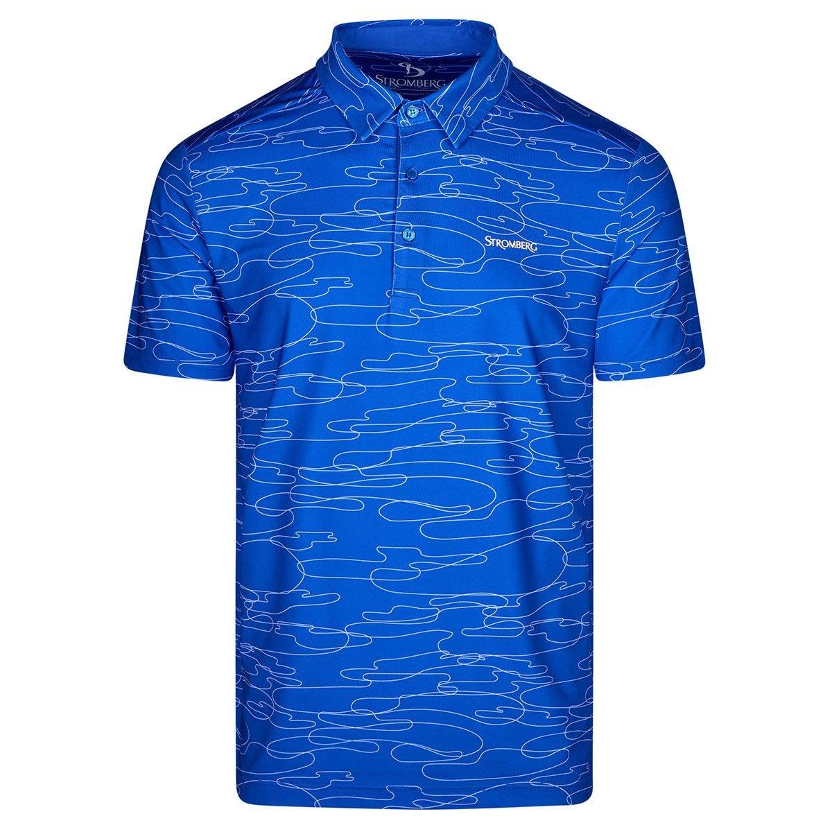 Stromberg Men’s Penn Lin Bunker Golf Polo Shirt – Blue/White – Size XL – Performance Stretch, Moisture‑Wicking, UPF 50+