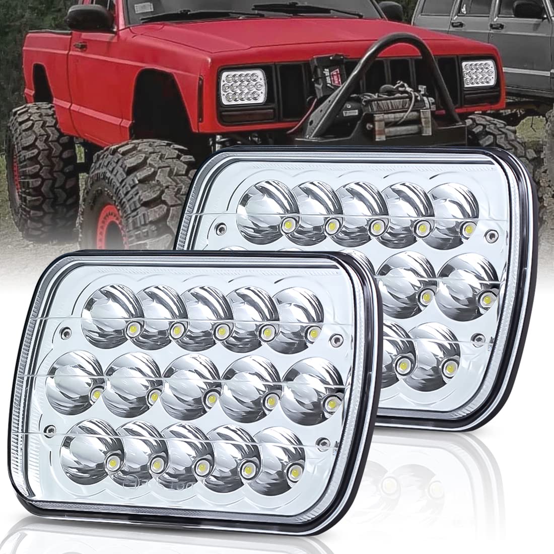 BLIAUTO 5x7 H6054 LED Headlights DOT Approved 7x6 Hi/Low Sealed Beam Rectangular Headlight Replace 6054 H5054 6052 Headlamp for YJ XJ Chevrolet S10 Blazer Express Truck Van Sedans SUV