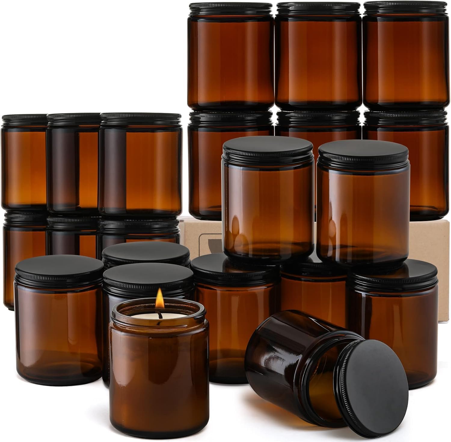 BH PLAST 100g Amber Glass Jars with Lids – Pack of 4 | Refillable Containers for Cosmetics, Creams, Balms, Lotions & Candle Making | Durable, Reusable Storage Jars.-image-40