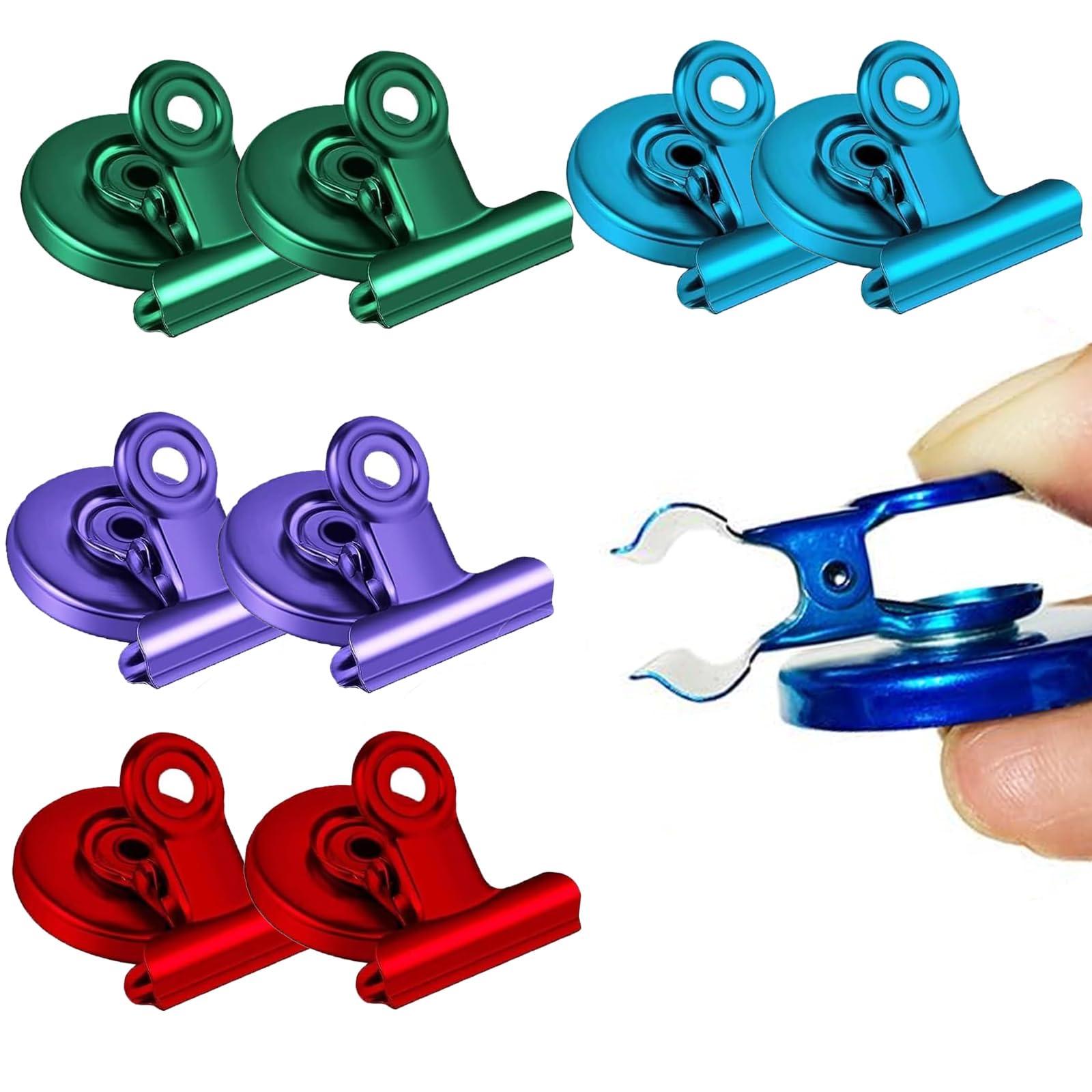 8 Pack Magnetic Clips,Magnetic Clips,Fridge Magnetic Clips,Strong Magnetic Clips for Fridge,Scratch-Free Fridge Magnets Clips,Colorful Strong Whiteboard Magnets,Magnetic Clip Fridge Magnet Clips