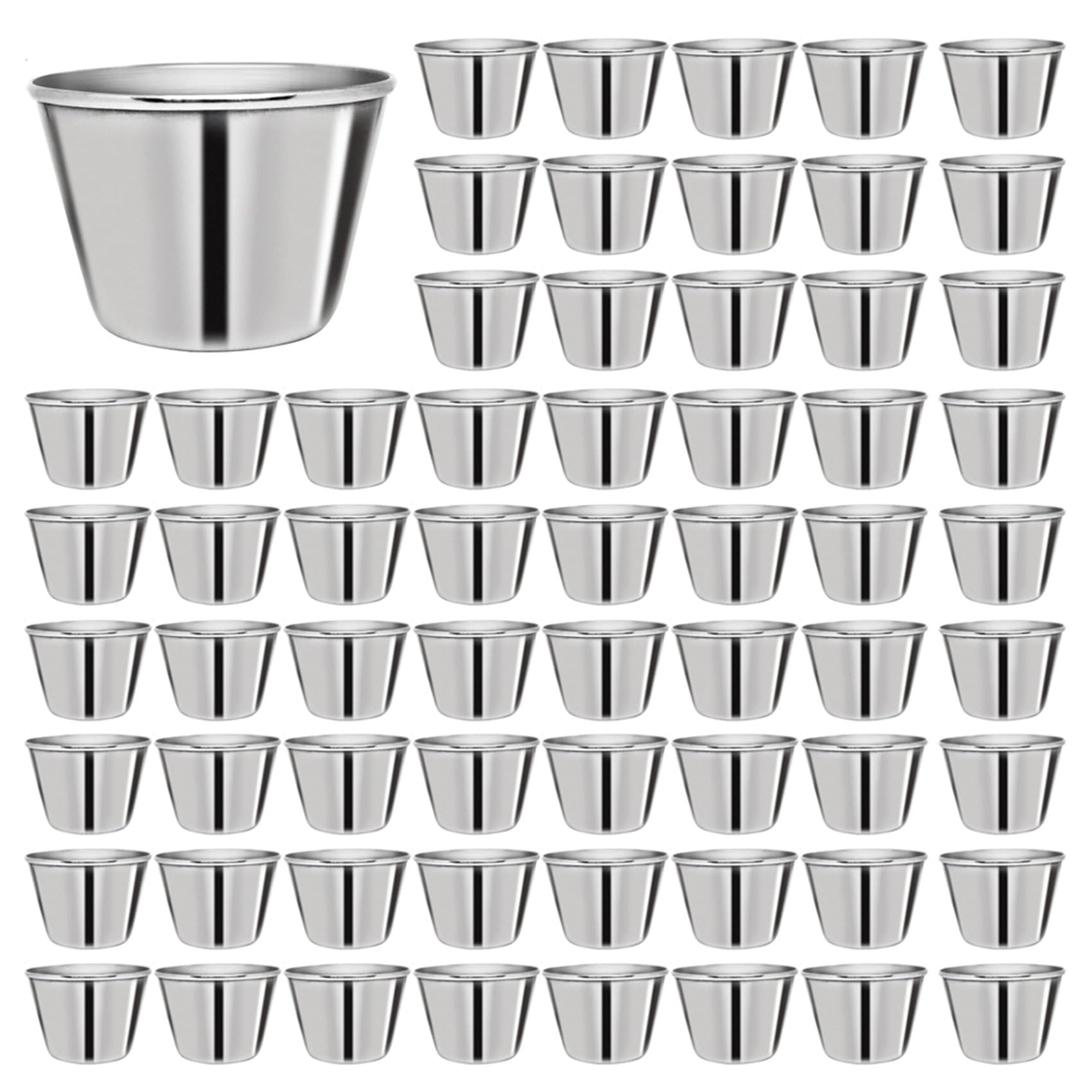 Hndhbfgrt 200 Pcs Metal Sauce Cups 2.5oz Ramekins, Stainless Steel Dipping Sauce Cups Metal Condiment Container Reusable