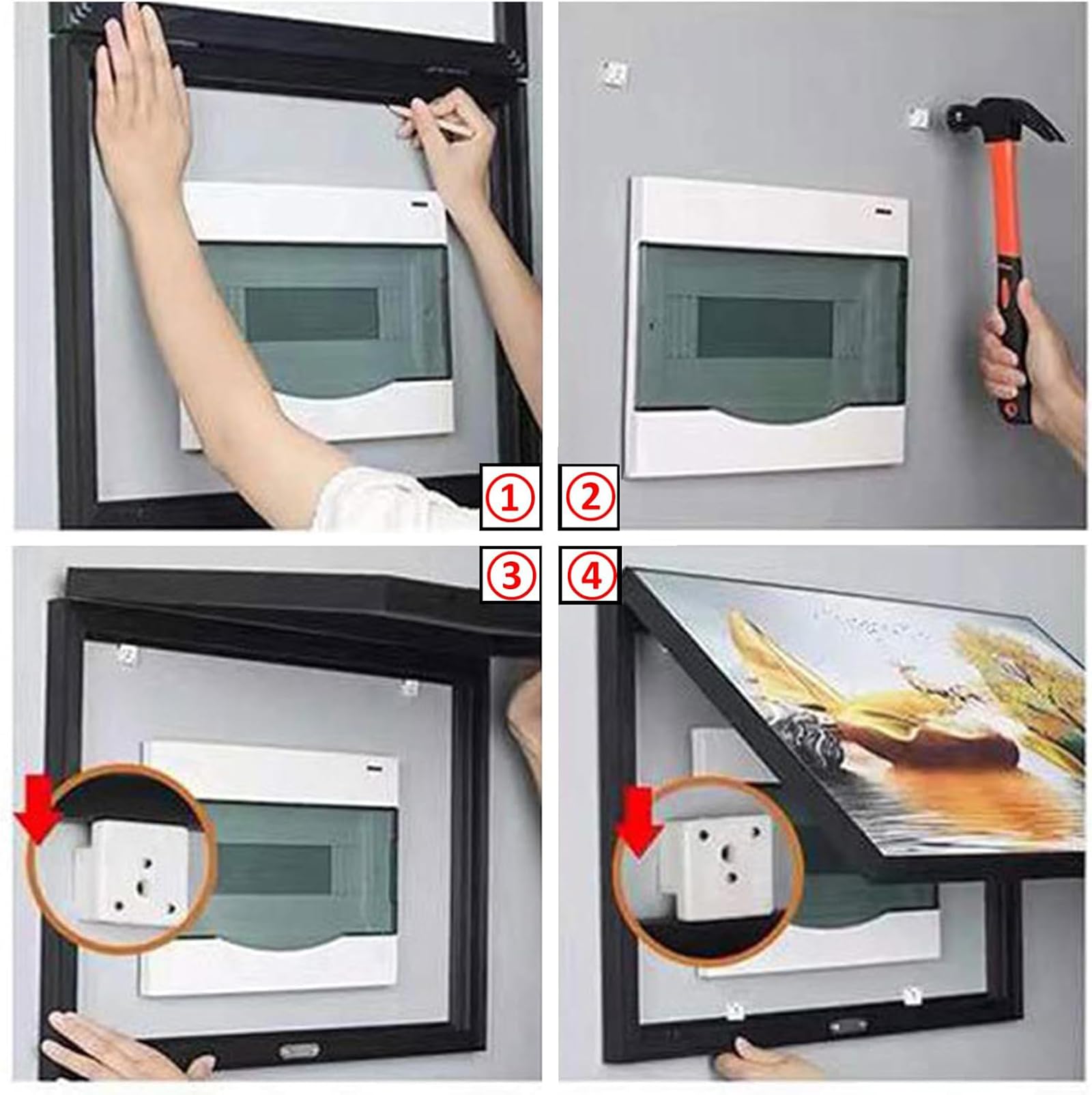 Generico Copri Contatore Elettrico Interno Moderno Moda Decorative A Conchiglia Creative Retro Art Home Breaker Box Copri Quadro Elettrico Semplice Copri Quadro Elettrico Decorativo,G,40 * 30cm