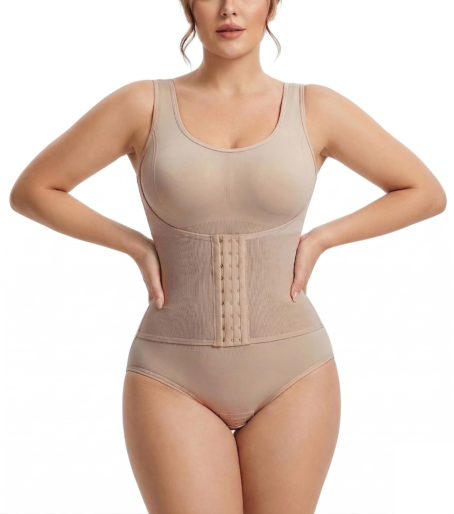 hsr Women Waist Trainer Bodysuit Tummy Control Corset Full Body Shaper With Adjustable Straps and hook Girdle-picture-7