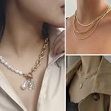 IFKM 36 PCS Gold Plated Jewelry Set with 4 PCS Necklace, 11 PCS Bracelet, 7 PCS Ear Cuffs Earring, 14 Pcs Knuckle Rings for Women Valentine Anniversary Birthday Friendship Gift