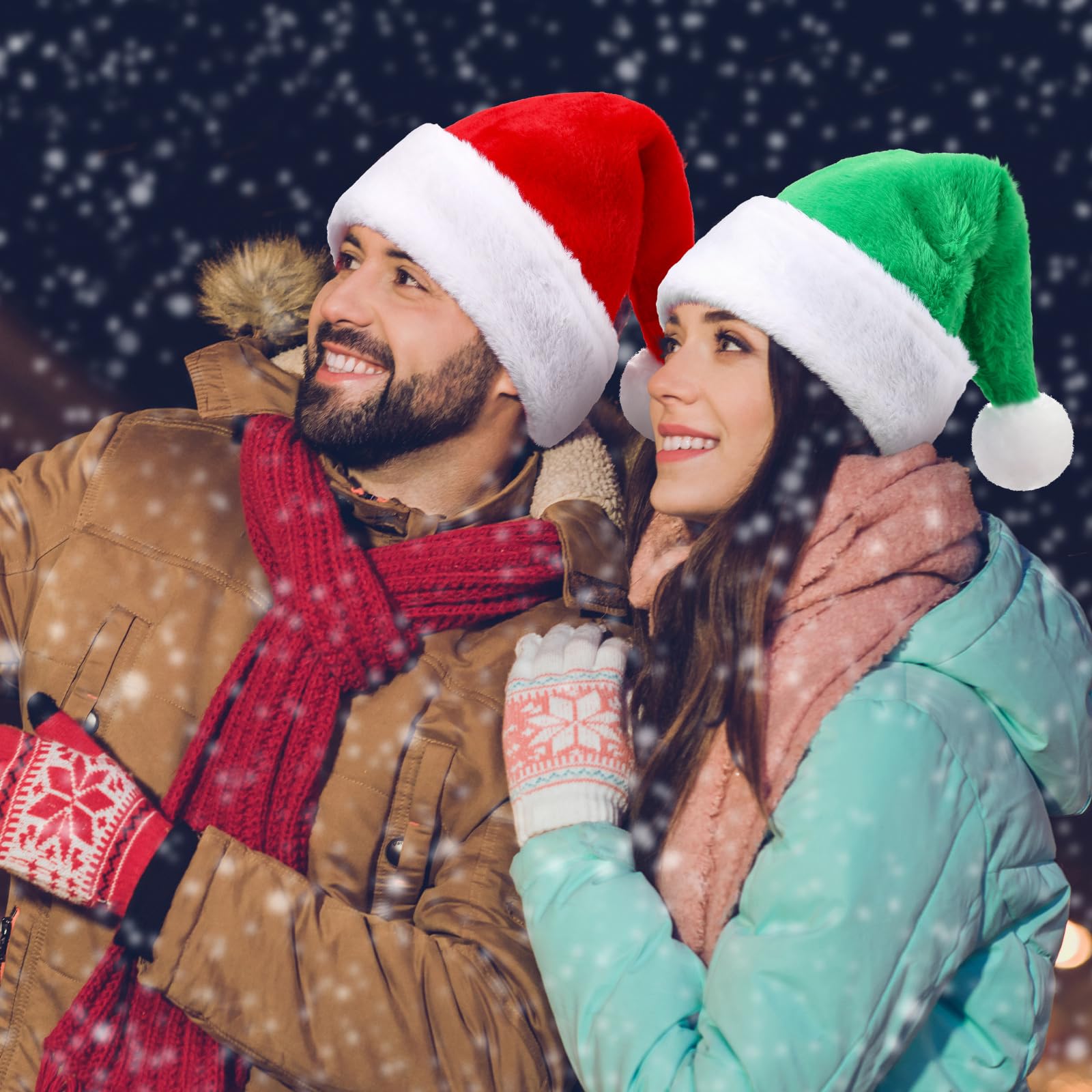 Geyoga Lot de 12 bonnets de Père Noël unisexe en velours avec bordure en fourrure pour homme et femme