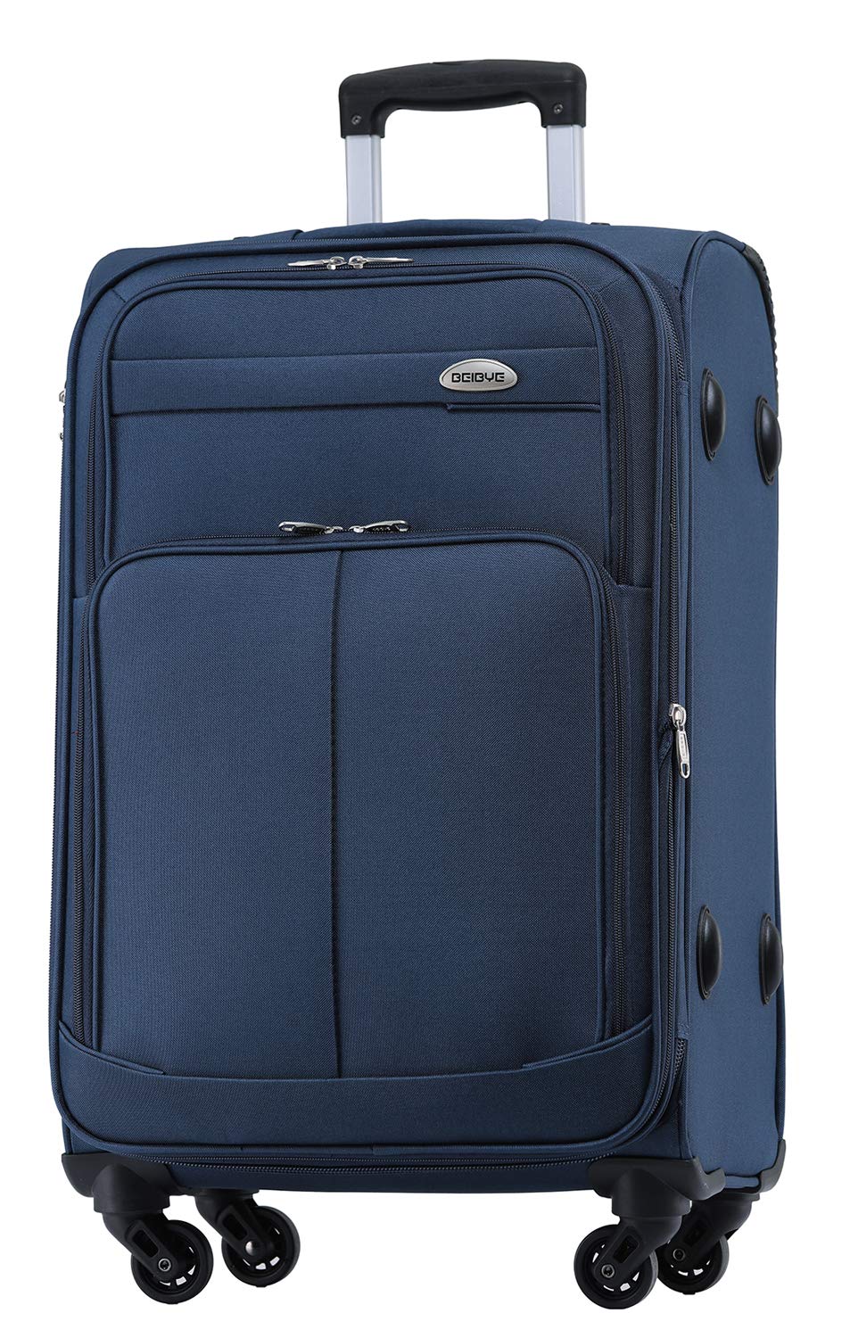 BEIBYE Leichter Stoffkoffer Kofferset Trolley Außentaschen Dehungsfuge mehr Stauraum mit Zahlenschloss (Blau, XL-Großer Koffer-74cm)