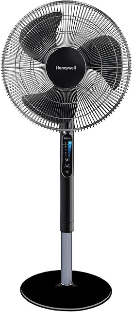 HONEYWELL Advanced QuietSet 16" Stand Fan with Noise Reduction Technology & Remote Control-Black, 18.8 x 58.8 x 55 cm