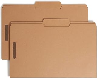 Smead Heavyweight Fastener File Folder, 2 Fasteners, 2/5-Cut Tab Right of Center Positions, Guide Height, Legal Size, Kraft, 50 per Box (19882)
