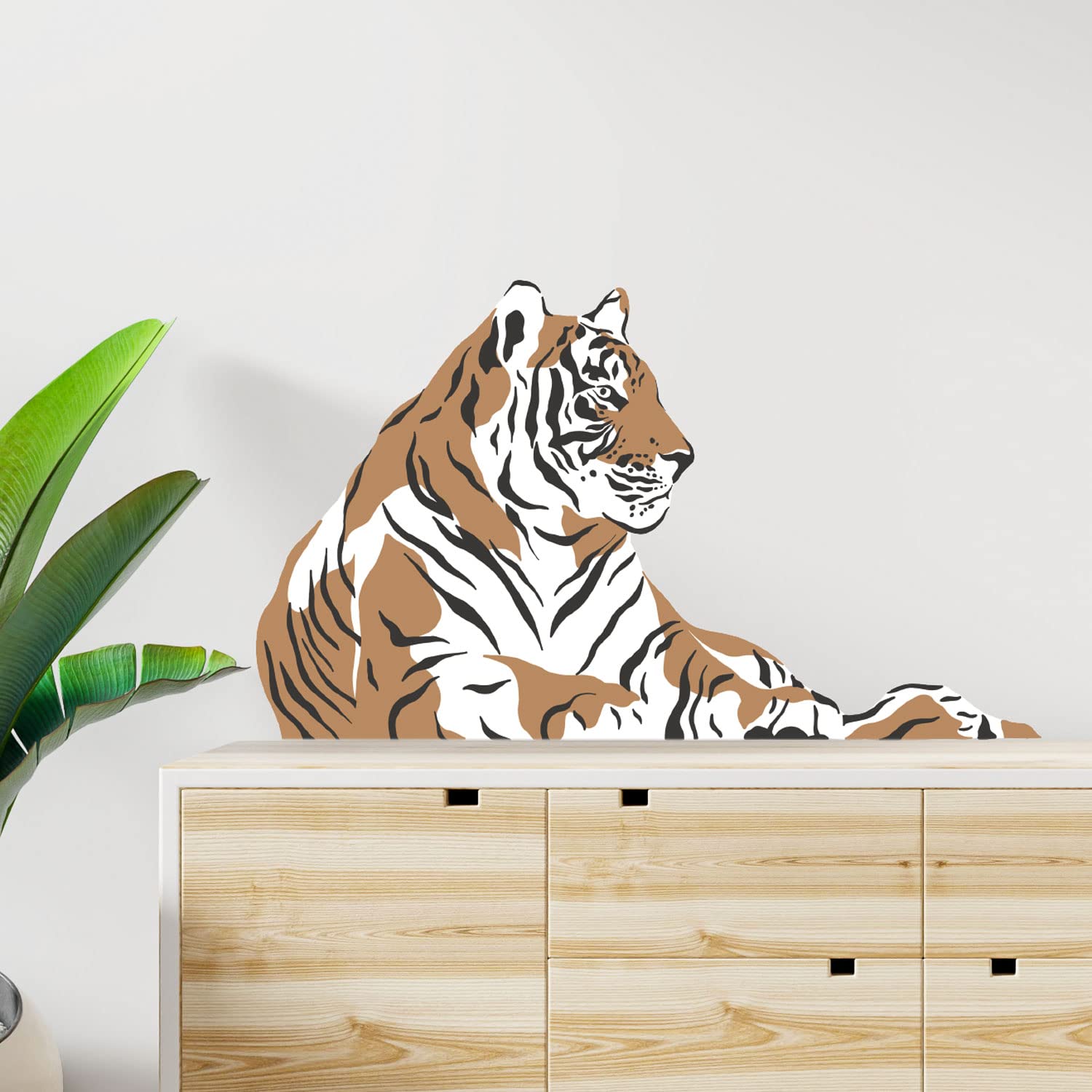Stickerscape Watercolour Jungle Wall Stickers (Tiger) | Safari Wall Stickers for a Children's Bedroom or Nursery | Easy to Apply and Cleanly Removable