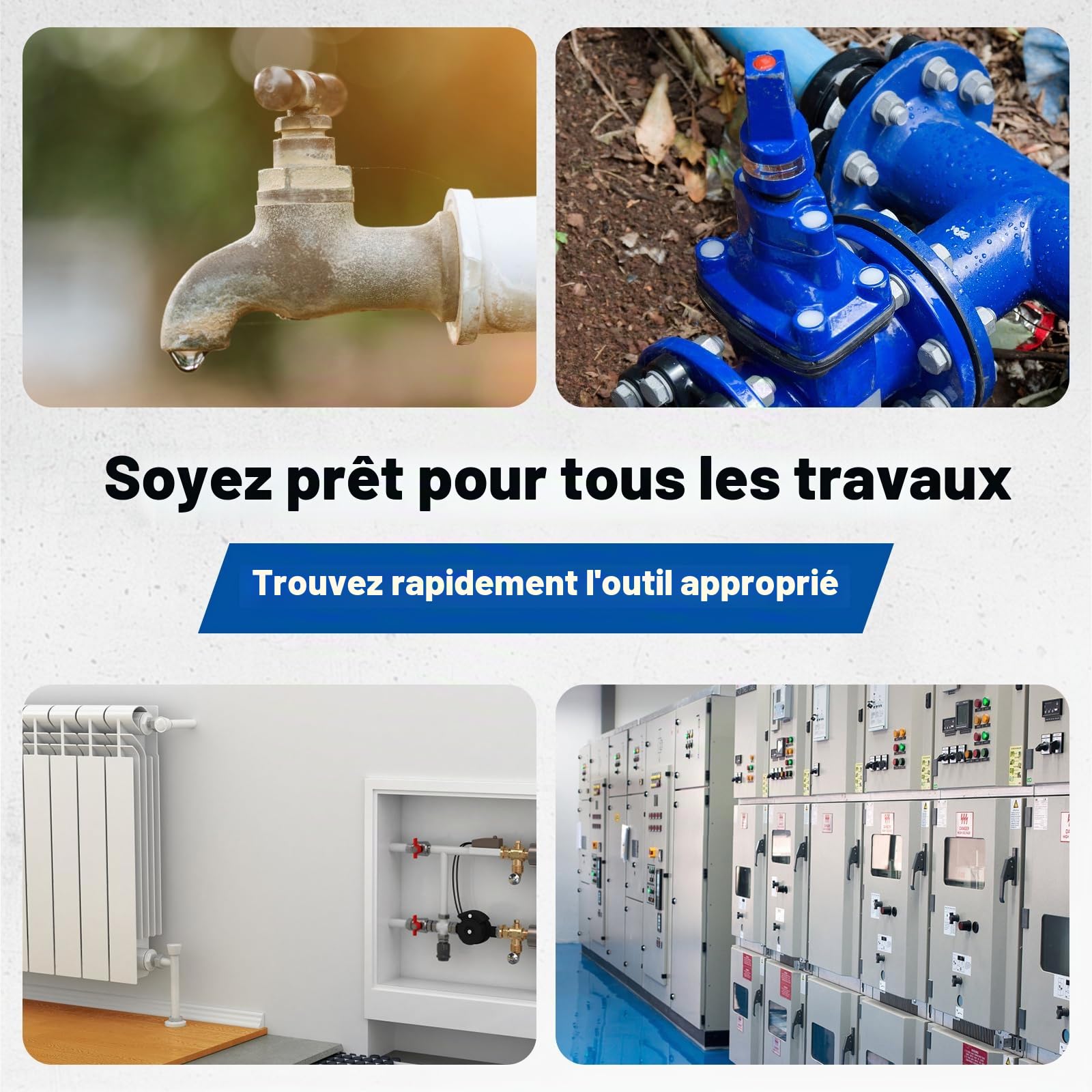 Clé de compteur d'eau avec outil 4 voies en acier au carbone en forme de T - 43 à 94 cm - Longueur réglable - Clé universelle pour l'entretien des conduites d'eau et des vannes - Jaune