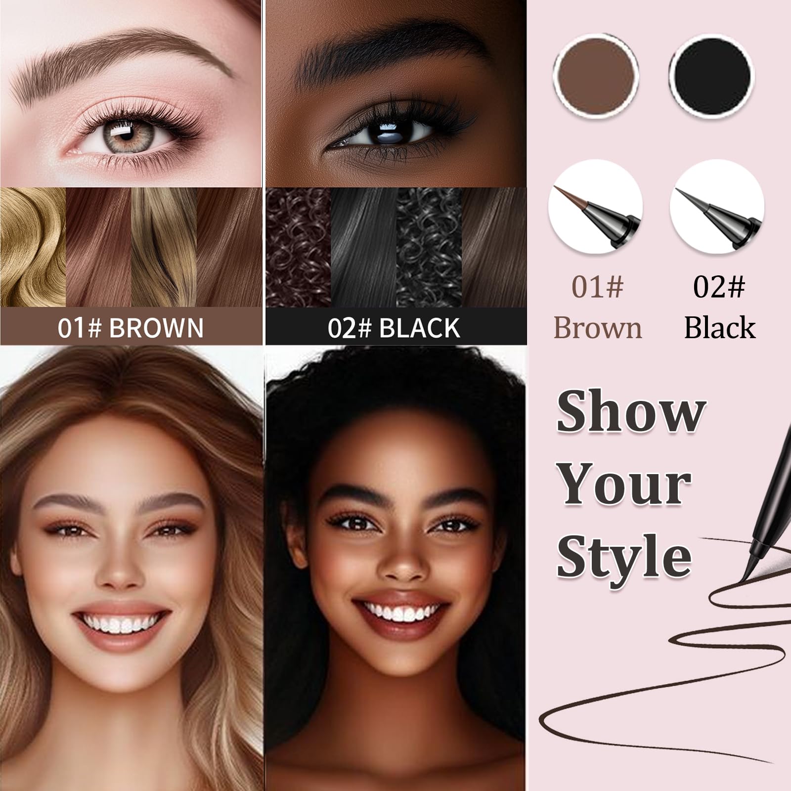 Liquid Brown Eyebrow Pencil, Waterproof Eyebrow Pen, Micro Eye Brow Pencil, Magic eyebrow Filler Pen for Women - Image 2
