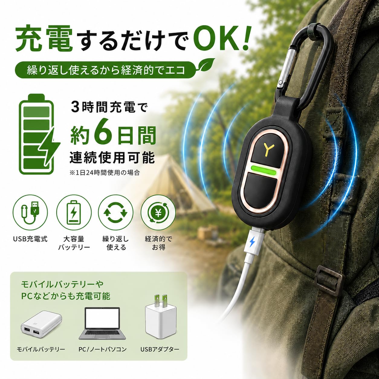 Amazon.co.jp: 1個入り 2026進化系 超音波虫よけ器 携帯型【薬剤不使用